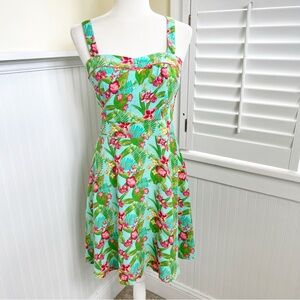 Matilda Jane Turquoise Blue Tropical Floral Hello Lovely By The Bay Dress Size 6